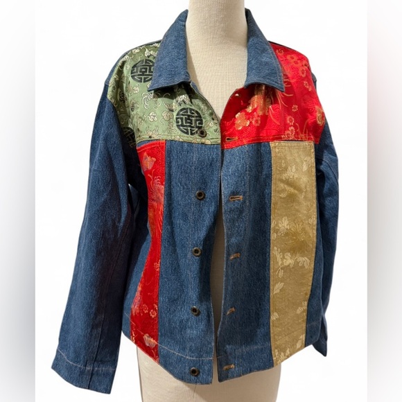 Chico’s Design Silk Accent Dark Denim Jean Jacket Women’s Size 2 - Picture 1 of 3